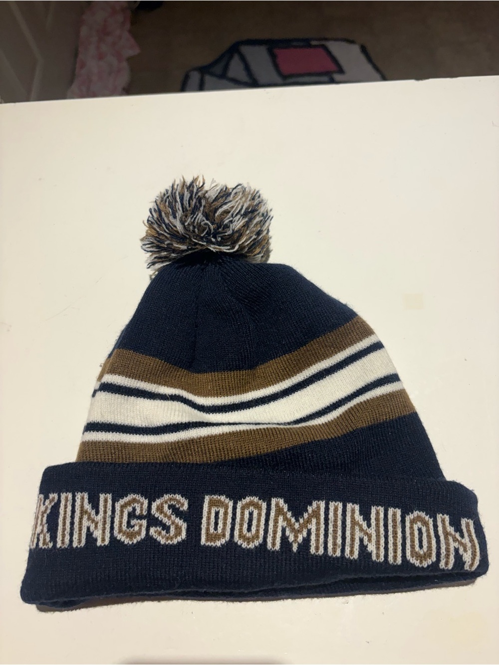 Kings dominion Navy Blue & Brown Pom Beanie -